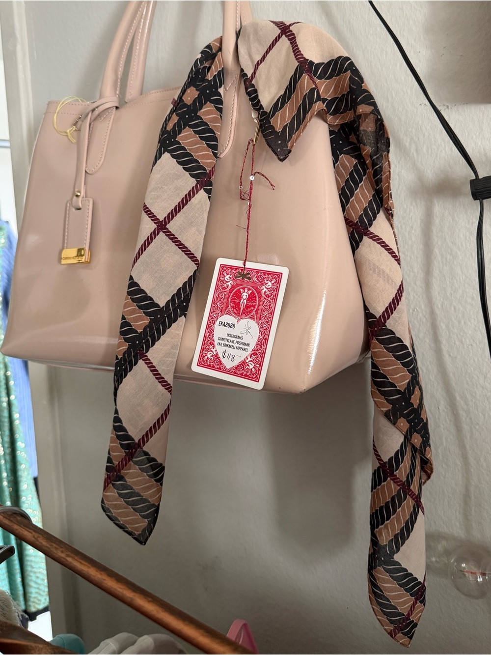 Burberry Beige, Black & Burgundy Plaid Scarf